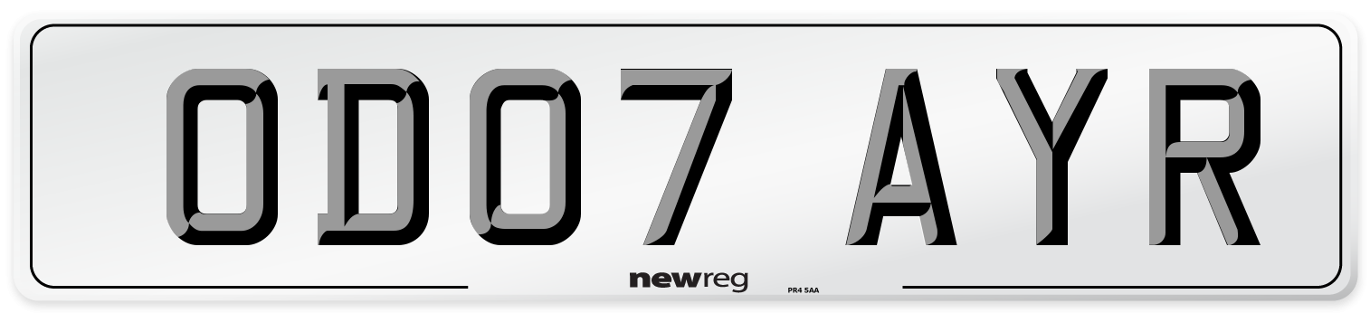 OD07 AYR Number Plate from New Reg